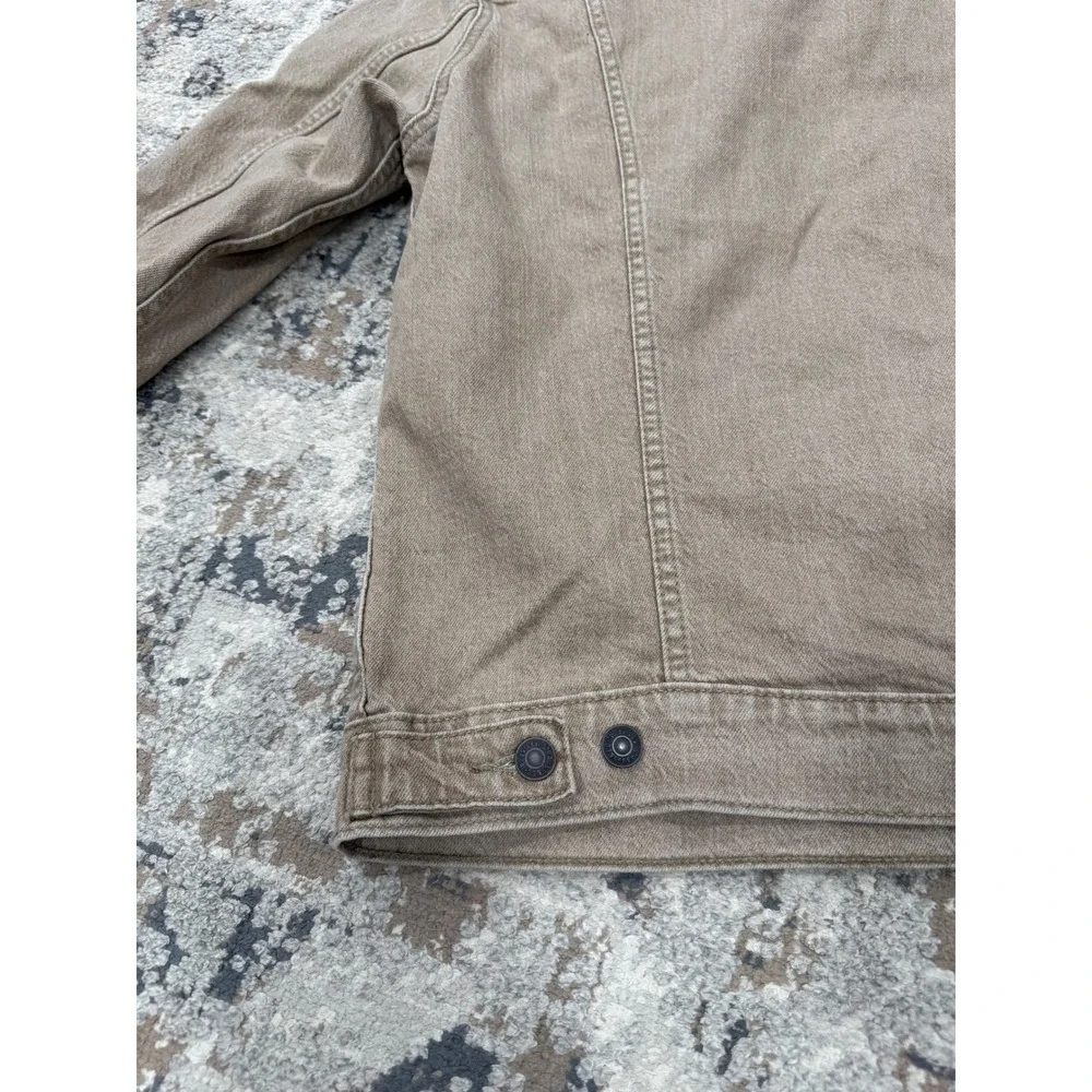 Levis Mens Tan Khaki Denim Trucker Jacket Large Button Front Classic